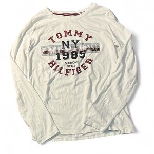 Tommy Hilfiger Denim White rhinestone long sleeve tee shirt